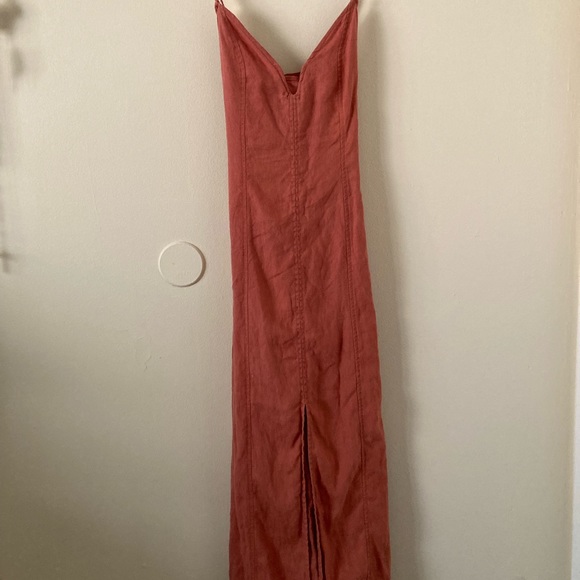 Free People Dresses & Skirts - Free People Strappy Back Linen Maxi Dress with Front Slit